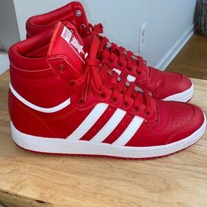 Adidas Red and White High-Tops